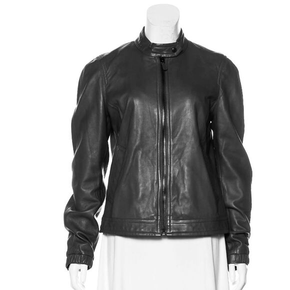 Coach Zip Bomber Sheepskin Leather Jacket in Black L NWOT - Picture 1 of 14